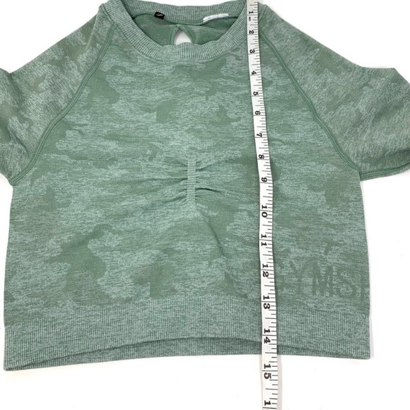 GYMSHARK Adapt Camo Sage Green Long Sleeve Crop Top Active Sports Women’s S - Picture 5 of 5